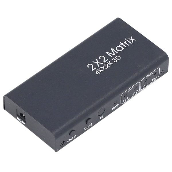 2x2 HD Multimedia Interface Switcher Understøtter 4Kx2K Ved 30Hz 3D 1080P Splitter med Infrarød Fjernbetjening 100‑240V EU Stik