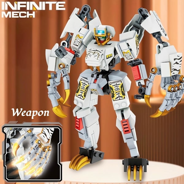 Mech med coola tigerklor Byggsats, samlarobjekt Warrior Super Battle Hero Display Model Toy, kreativa presenter, konstruktionsset (323 delar)