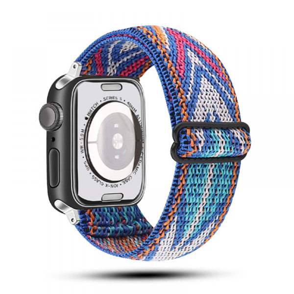 Applen watch ranneke säädettävä joustava nylon soolosormusranneke, boheemi tyylinen watch ranneke (etninen tyyli 9)