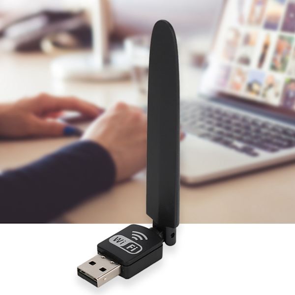 Bærbar computer Notebook Sort USB2.0 Interface 2.4G Trådløs WiFi Adapter Med Indikatorlys