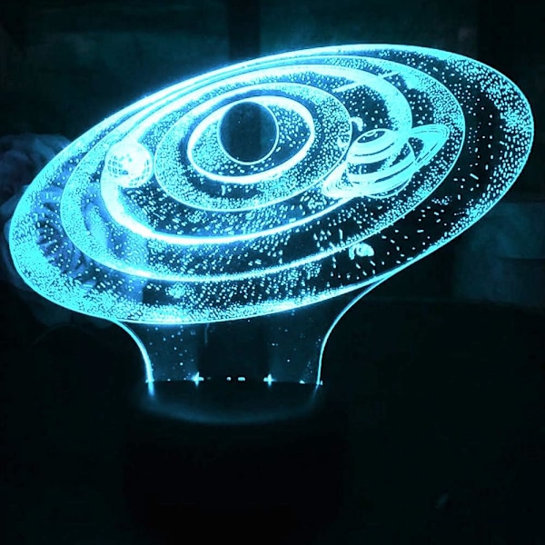 3D Solsystem nattlys bordlampe optisk illusjon lamper 7 fargeendrende lys LED bordlampe jul hjem kjærlighet bursdag barn dekor leketøy gave