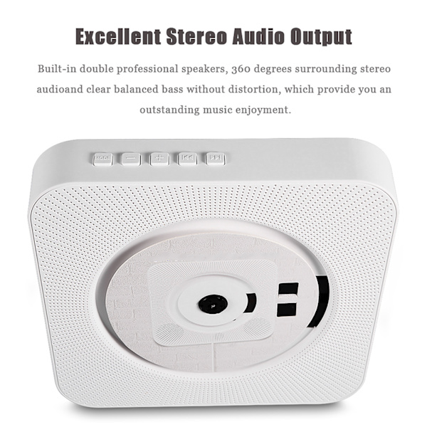 Bärbar väggmonterad Bluetooth-stereo fjärrkontroll CD MP3-spelare