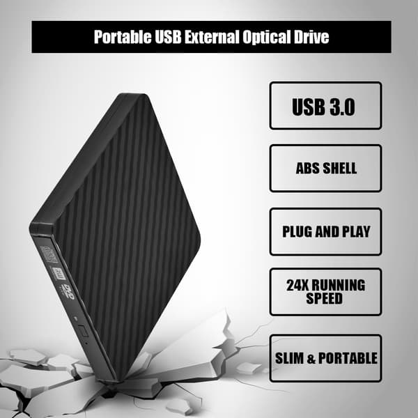 Extern USB 3.0 optisk enhet DVD CD-brännare spelare svart