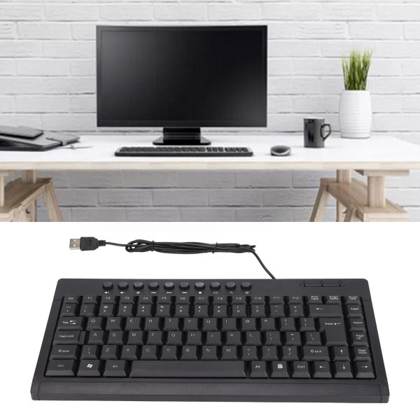 Minitastatur Hjemmekontor Stasjonær datamaskin Bærbar PC 95 nøkler Svart Mini Kablet USB Enkelt Lite tastaturEngelsk