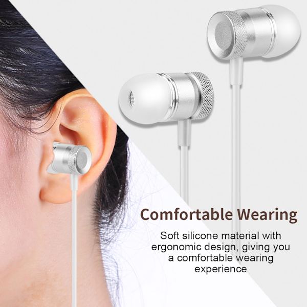 Typ C in-Ear trådbundna stereo bas-hörlurar headset hörlurar för typ-C-enheter silver