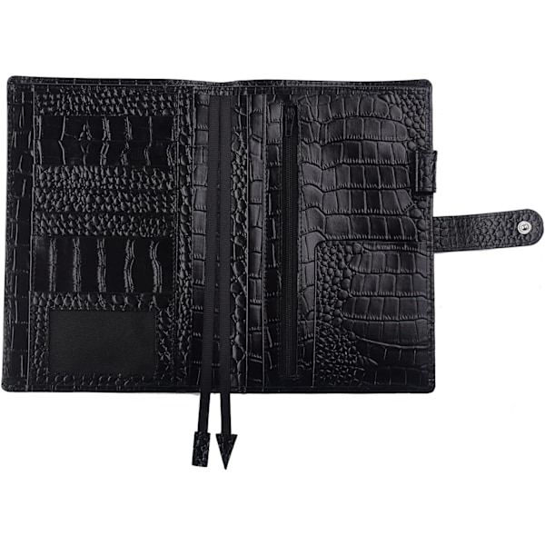 Läder B6 Planner Omslag, Personlig Organizer med Pennhållare, Kortfack, Dragkedjefickor, Kompatibel med de flesta B6-storleks Planeringsböcker