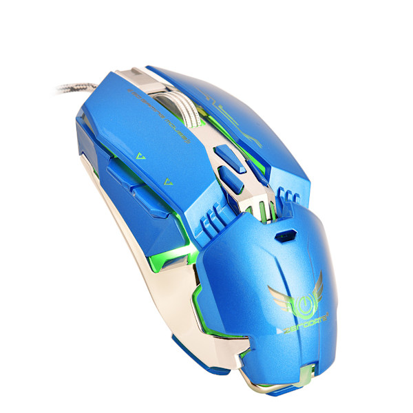 zerodate X800 3200 DPI LED-lys kablet USB programmeringsspilmus mus blå