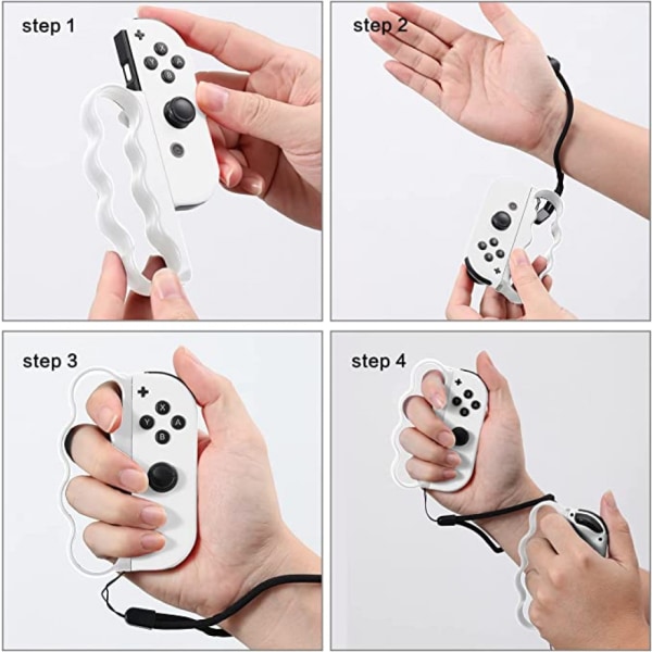 NS Boksing Fitness Ring For Switch Joypad, Boksespillgrep For Switch Pad, Hjemme GYM For Familiemoro(Hvit)