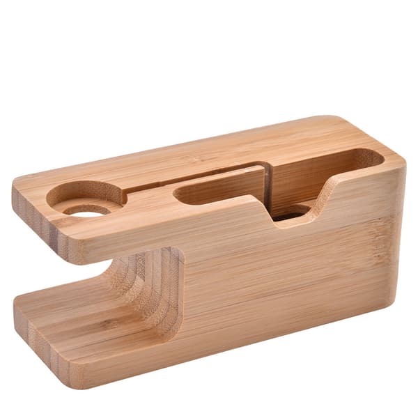 Bambus opladningsstation Dock Stand Holder til IOS