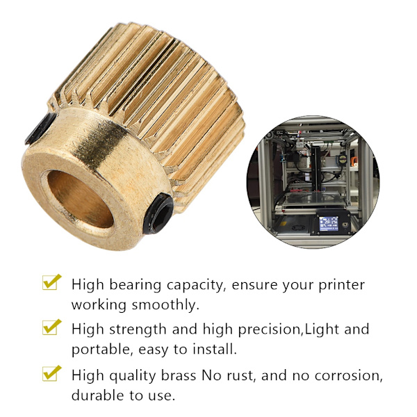 10 st 3D-skrivartillbehör Högkvalitativt mässingsdrivväxel för MK7 MK8-extruder 26 tänder