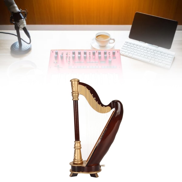Miniature Musikinstrument Replika med Etui 7,9 Tommer Musikinstrument Model Dukkehus Dekoration
