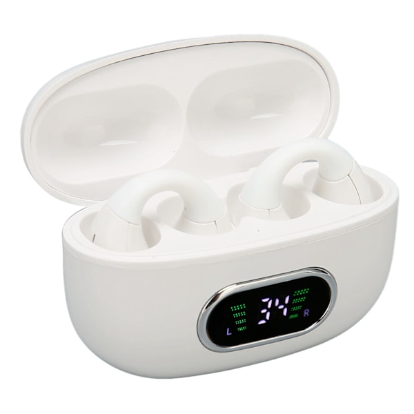 Bluetooth-oversettelsesøretelefon 144 språk Stereo Clip On oversettelsesørepropper med ladeetui for Android for IOS Hvit