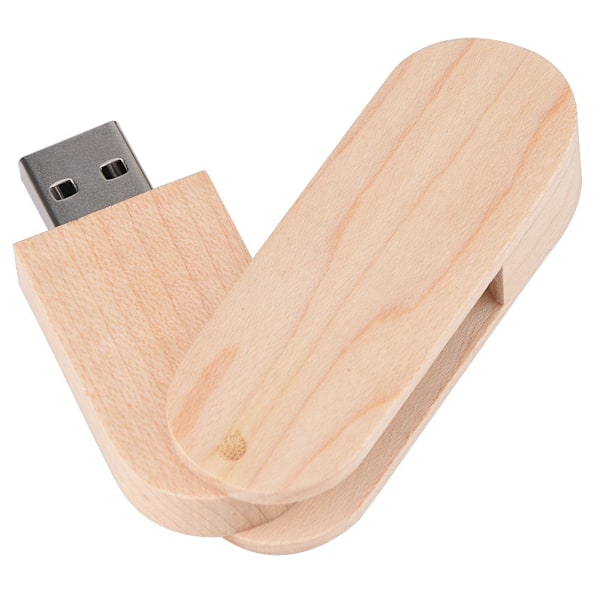 Käännettävä puinen USB 2.0 -muistitikku (vaahtera, 16 Gt)