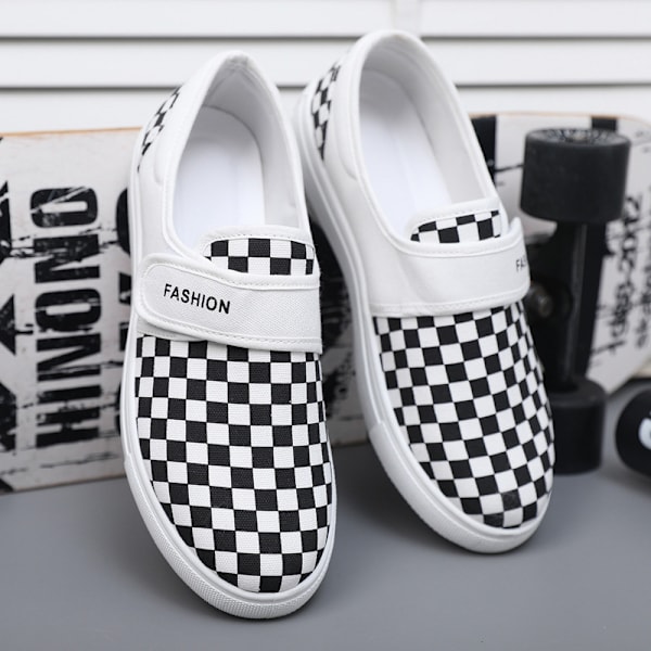 Sommer sko Plus Size Multi-farve All-match Herresko Low-top Sneakers Letvægts Herresko Casual Sko White Checkerboard 42