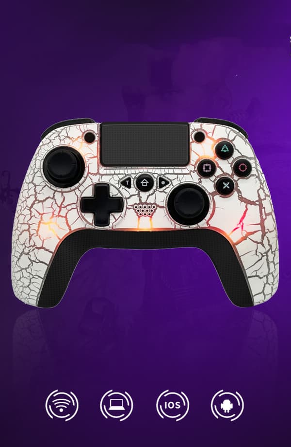 Tedbox trådløs controller til Ps4, med unikt revnedesign/programmerbar bagud/dobbelt vibration, kompatibel med Ps4/pc/ios
