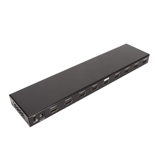 1x8 HD Multimedia Interface Splitter 4K 30Hz 3D 1 ind 8 ud HD Multimedia Interface Splitter til TV Projektor 100‑240V EU Stik