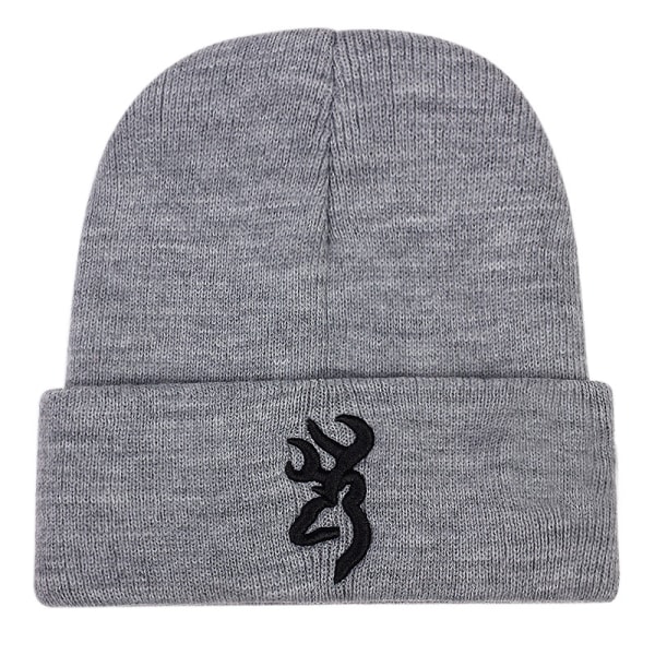 Ny Browning Broderi Uld Hat Fashion Unisex Varm Ski Huer Efterår Vinter Casual Beanies Strikket Hat Hip-hop Skullies Huer Grå