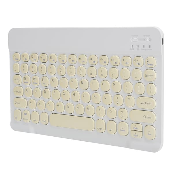 Trådløst Bluetooth-tastatur til tablet, smartphone, computertilbehør, rund hætte, 10 tommer, gul