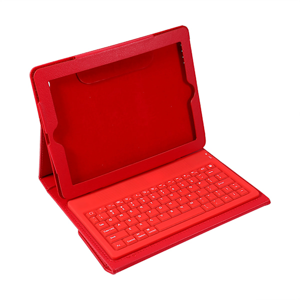 2 i 1 Bluetooth-tangentbord med PU-läderfodral för iPad 2 3 4 Röd