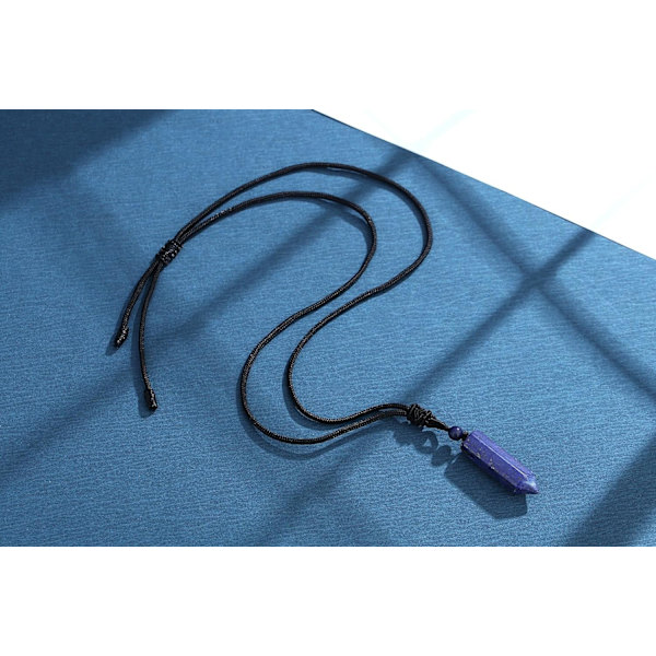 Krystal Halskæde til Mænd Kvinder Justerbar Reb Hexagonal Punkt Healing Krystal Naturlig Sten Vedhæng Halskæder Ædelsten Smykker Blue Lapis Lazuli