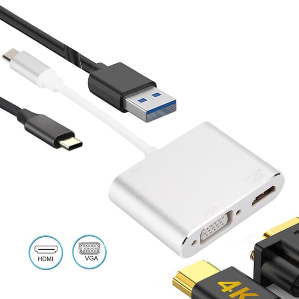 4 i 1 USB C til HUB PD HDMI VGA USB Hub Adapter Høj hastighed understøttelse til 4K x 2K