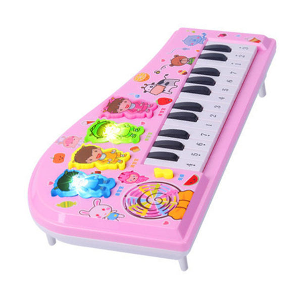 Barn Piano Leksak Tangentbord Cartoon Multifunktion Elektroniskt Instrument för Nybörjare Pink