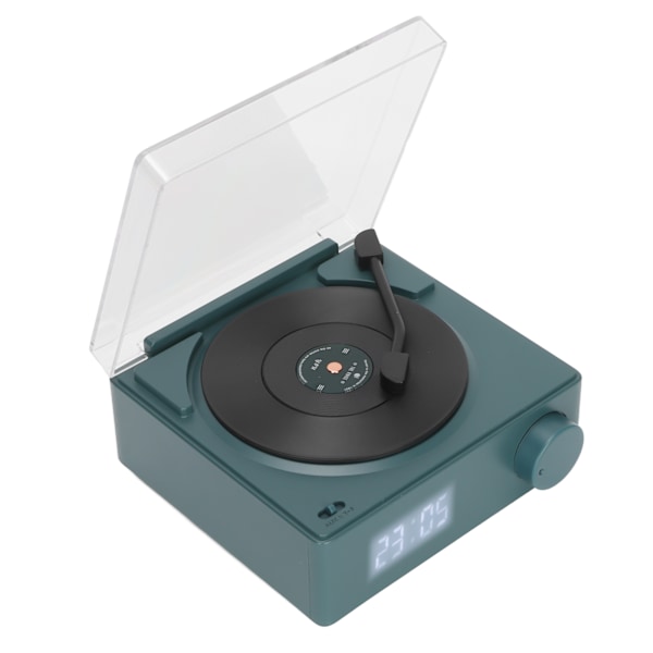 X11 Bluetooth-väckarklockshögtalare 360 graders stereoljud Retro roterande vinylplatta väckarklockshögtalare DC 5V1A Svartgrön