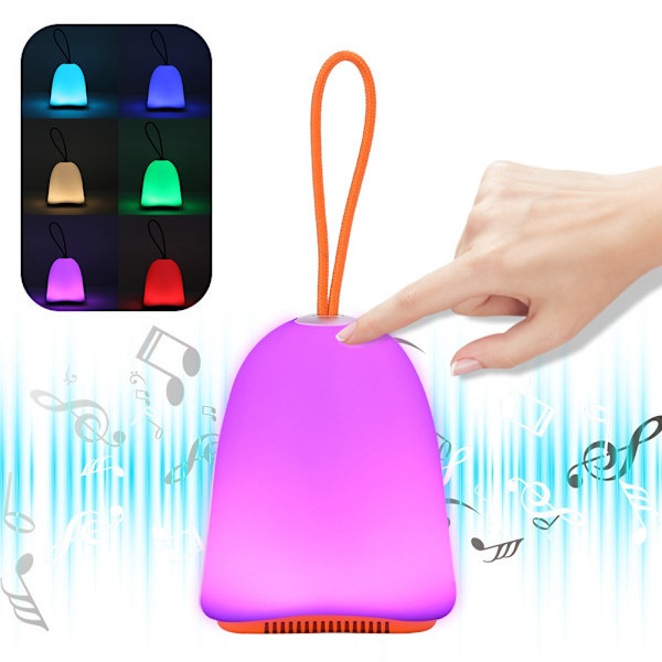 Trådlös Bluetooth-högtalare Lätt touch-kontroll 8 färger LED-nattlampa Smart SpeakerOrange