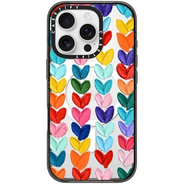 Iskunkestävä suojakuori iPhone 16 Pro -puhelimelle [Ohut / 2,5 m pudotussuoja (4X sotilastason) / Yhteensopiva Magsafen kanssa] - Kirkas Polka Daub Sydämet