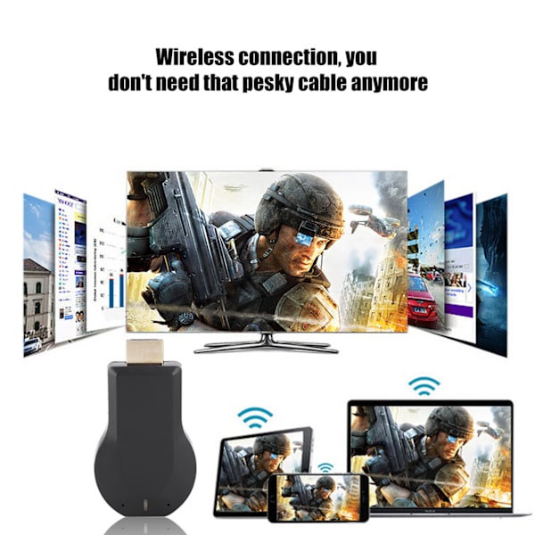 WiFi HD HDMI TV-dongelin vastaanotin, yhteensopiva DLNA/Miracastin kanssa iOS- ja Android-laitteille
