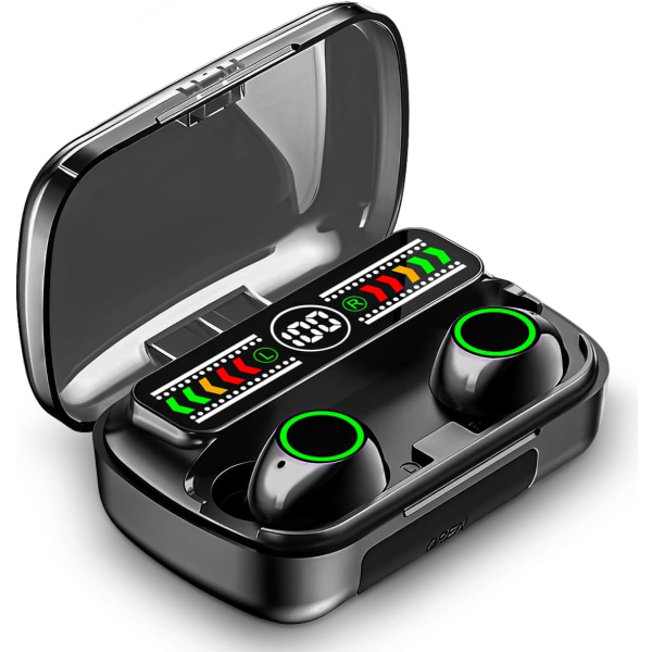 Mini trådlösa öronsnäckor Bluetooth 5.3 i örat Lätta hörlurar Inbyggd mikrofon, IPX5 Vattentät, Upplevelse Premiumljud Långdistansanslutning M100 Black