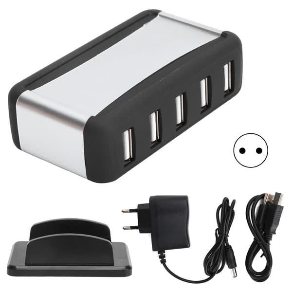 USB 7-port Hub HighSpeed Extender med strømforsyning til stationære computere bærbare computere