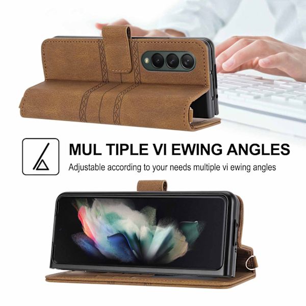 Kompatibel med Samsung Galaxy Z Fold 4 5G Plånboksfodral med Kortfack Flip PU Läder Prägling Fällbar Stötsäker Skyddande Skal