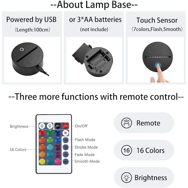 Anime Lampe Kirito og Asuna Figur 3D LED Natlampe USB/Batteridrevet 7 Farve Touch/Fjernbetjening 16 Farve Soveværelses Dekoration USB Skrivebordslampe