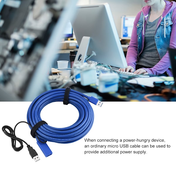 USB3.0 hane till hona höghastighetsförlängningsadapterkabel (blå 8m)