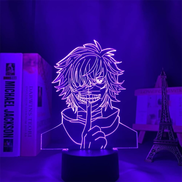 USB Anime-valo Ken Kaneki LED-yövalo RGB 16 väriä vaihtuva 3D optinen illuusio sängynpäätylamppu kosketusohjauksella ja kaukosäätimellä kodin huoneen sisustukseen