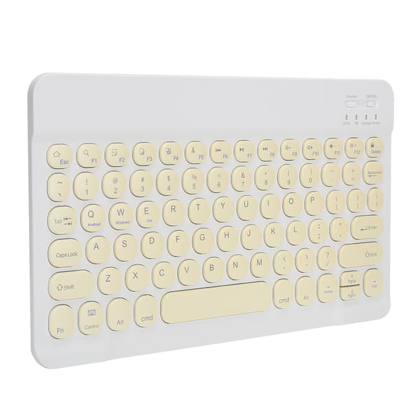 Trådløst Bluetooth-tastatur til tablet, smartphone, computertilbehør, rund hætte, 10 tommer, gul