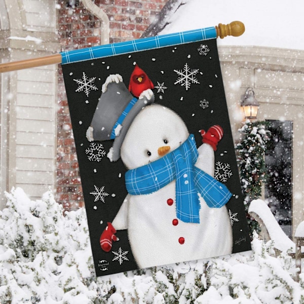 SAYTAY Jolly Winter Snowman House Flag Primitive Let It Snow 28\" x 40\"