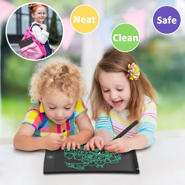 8,5 tommer LCD-skrivenettbrett Office Whiteboard Oppslagstavle Kjøkken Memo-varsel Kjøleskapstavle Magnetisk Dagsplanlegger Gaver til barn (svart)