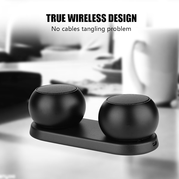 Aito langaton stereokaiutin Stereoääni Bluetooth-kaiuttimet mikrofonilla ja latausalustalla - Musta
