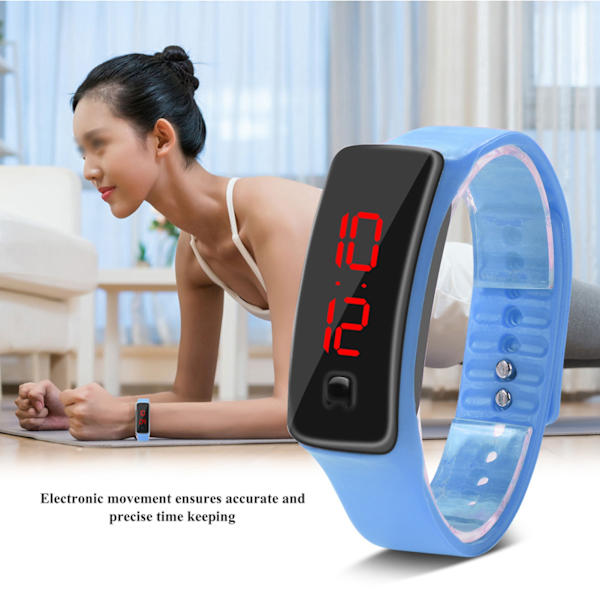 LED-klocka Sport Silikon Armband Digital 12-timmars Urtavla Elektronisk Display Armbandsur Klocka