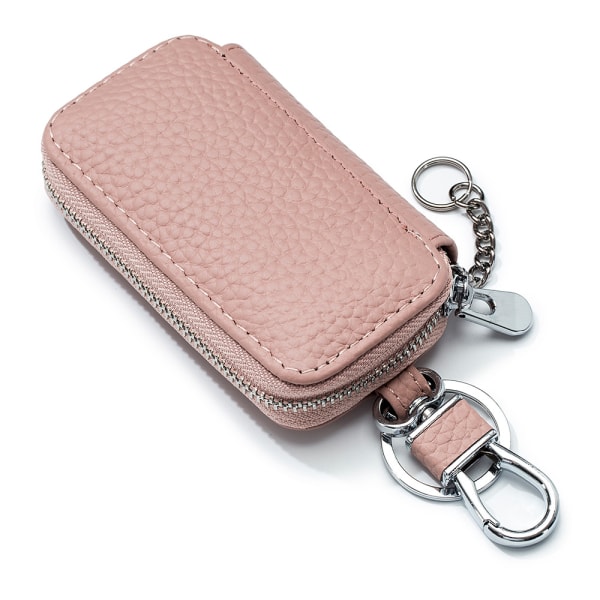 Ny læder enkel mini bil nøgle pung til mænd og kvinders husholdnings nøgle pung Universal mode nøgle pung (pink)