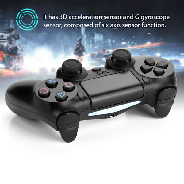 Flerfarget trådløs Bluetooth-spillkontroller spillhåndtak for PS4 (svart)