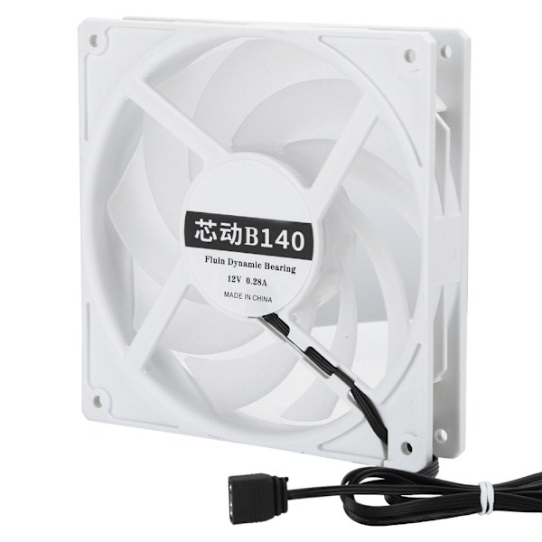 14cm 2000RPM Køleventilator Lav Støj Køler 4‑Pin PWM Header Interface til ARGB Desktop ComputerHvid