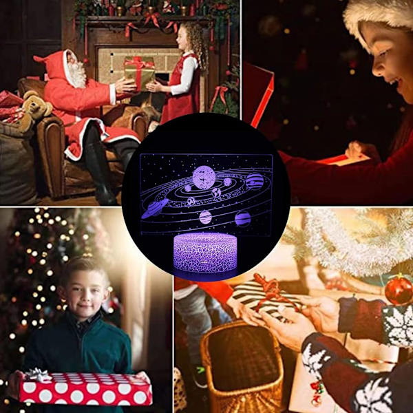 7 Färgväxlande Nattlampa 3D Atmosfär Glödlampa Ljus Illusion Rymd Galaxy 3D Visuell Illusion LED-lampa för Barn Leksak Jul Födelsedagspresenter