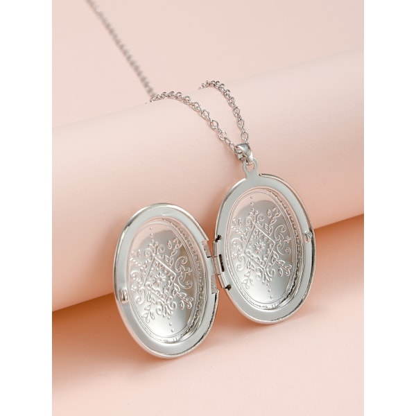 Halsband med medaljong, graverat hjärtformat medaljonghänge med plats för bilder, personligt fotomedaljong, minnesmedaljong för kvinnor och flickor