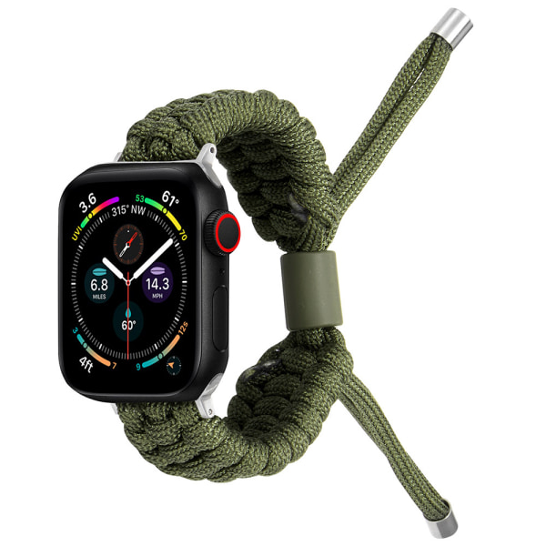 Paracord urrem til Apple Watch serie 7/8 45mm - Justerbar vævet rem - Paracord armbånd - Nylon flettet urrem