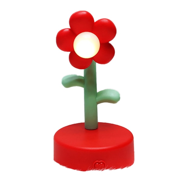 Bordlampe Cute Flower Night Light Bærbar skrivebordslampe Dekorativ til Office Dorm Decor Red