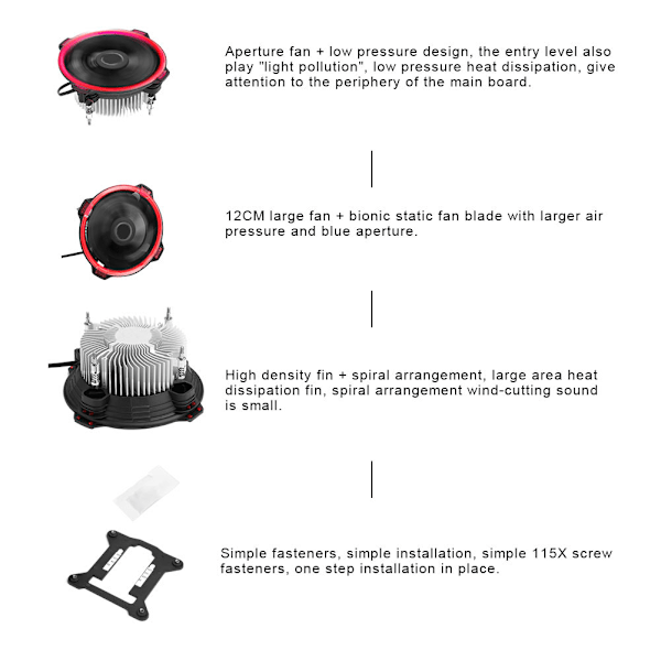 ID-COOLING DK-03i Halo Downblown hiljainen CPU-aukkojäähdytin, joka haihduttaa lämpöä (punainen valo)