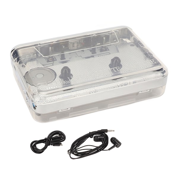 Kassett till MP3-omvandlare Retro HiFi Stereo Sound USB-kassettbandspelare med transparent skal